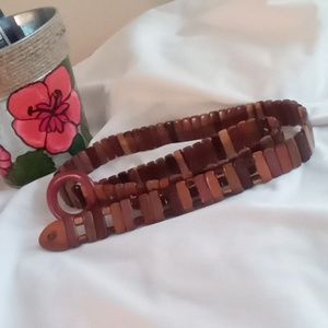 Hand Crafted Wooden Belt - Brown and Tan